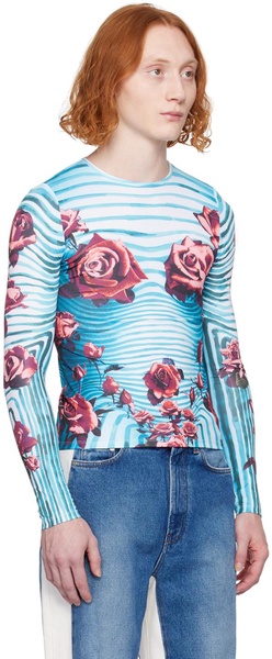 Blue & Red Floral Long Sleeve T-Shirt