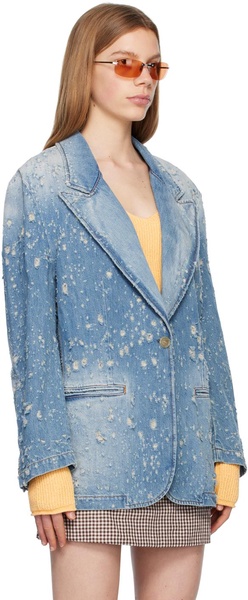 Blue Distressed Denim Jacket