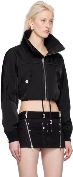 Black Crop Bomber Jacket