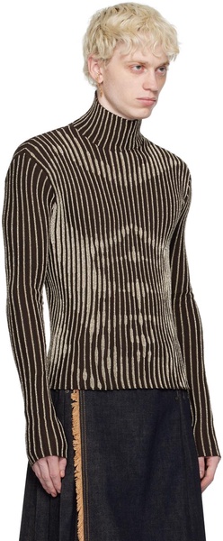 Brown Striped Turtleneck