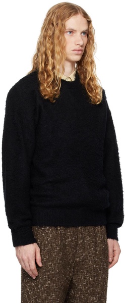 Black Brushed Wool Cashmere Silk Sweater