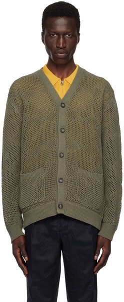 Khaki Argyle Mesh Cardigan