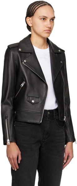 Black Baya Leather Biker Jacket