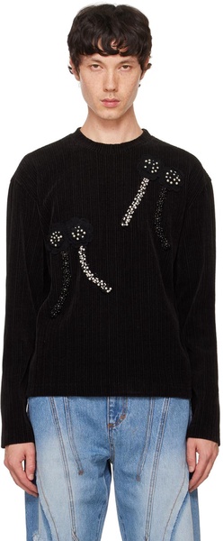 Black Flower Pearl Sweater