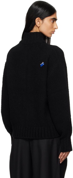 Black TRS Tag Knit Zip-Up 01 Sweater