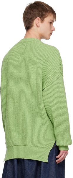 Jil Sander Man Mint Green Cotton And Wool Sweater