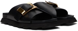 Black Buckle Slides