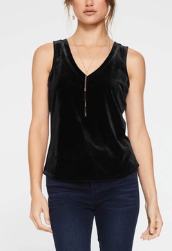 acacia v-neck tank top in black velvet