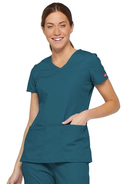 Dickies EDS Signature Scrubs for Women, Contemporary Fit V-Neck Womens Tops in Soft Brushed Poplin 85906