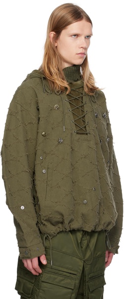 Khaki Lace-Up Hoodie