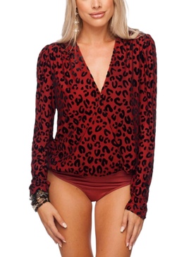 melissa bodysuit in rust leopard