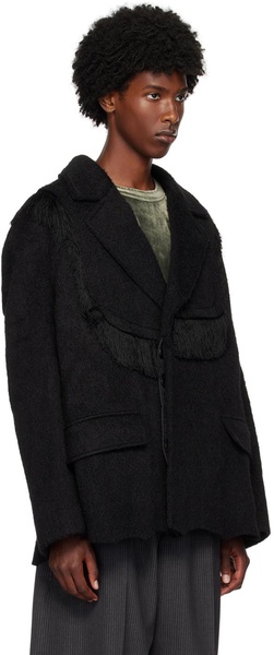 Black Zibeline Shaggy Wool Coat