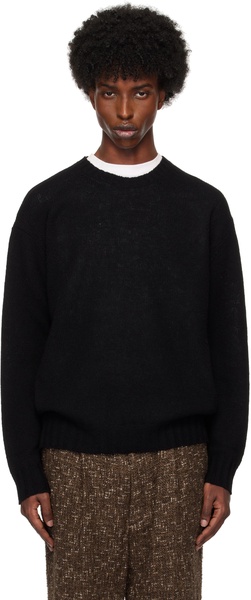 Black Shetland Wool Cashmere Knit Sweater