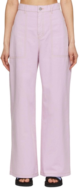 Pink Contrast Stitch Trousers