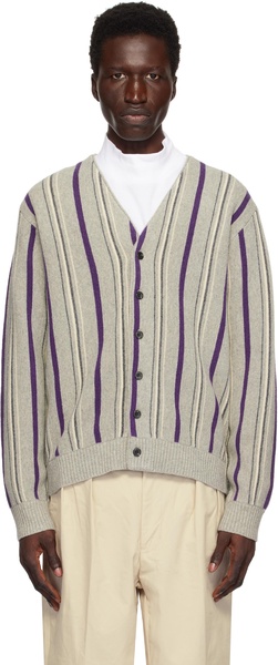 Gray Stripe 12G Cardigan