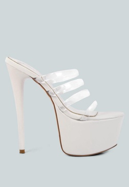 shots up ultra high heel clear straps sandals