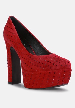 poppins red glinting platform high pumps