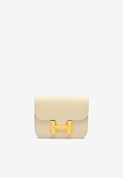 Constance Slim Wallet in Craie Veau Epsom with Gold Hardware