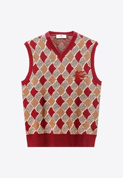 Wool vest with embroidered Etro Pegaso logo