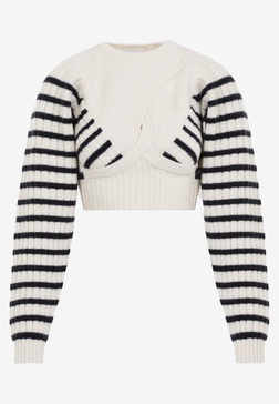 Ribbed Mariniere Cropped Sweater