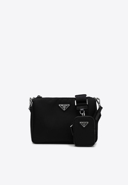 Prada Black Cross-Body Bag In Re-Nylon And Saffiano Leather Men