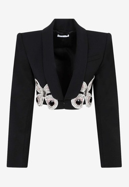 Crystal Butterfly Cropped Blazer