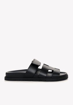 Chypre Sandals in Black Calfskin