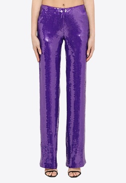 Sequined Straight-Leg Pants