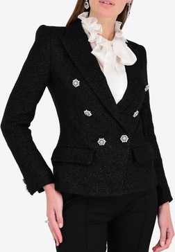 Shimmery Embellished Double-Breasted Blazer