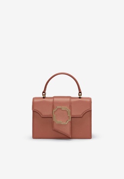 Mini Audrey Crest Buckle Top Handle Bag in Leather