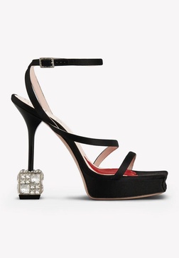 Cube 120 Crystal Heel Satin Sandals