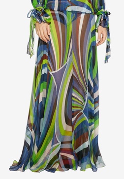 Iride-Print Chiffon Maxi Skirt