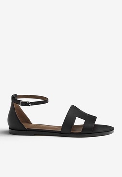 Santorini Sandals in Black Calfskin