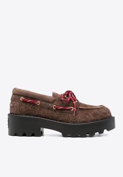 Lace-Up Suede Platform Loafers