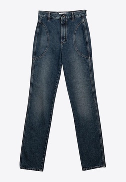 High-Waisted Washed Jeans