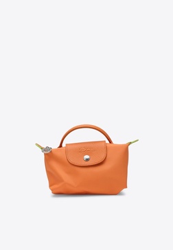 Longchamp Le Pliage Green Orange Clutch Bag