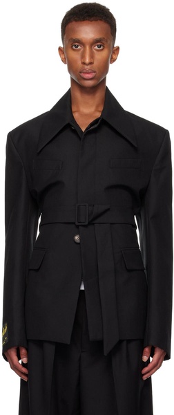 Black Phoebe Shirt Collar Blazer