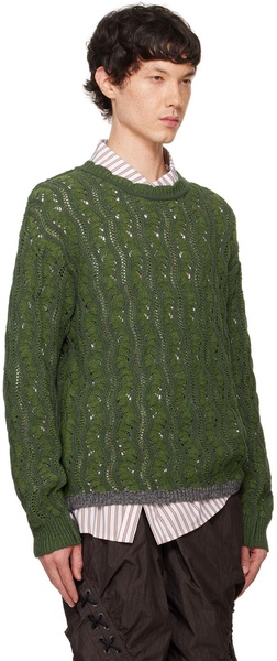 Green Two-Tone Wave Sweater