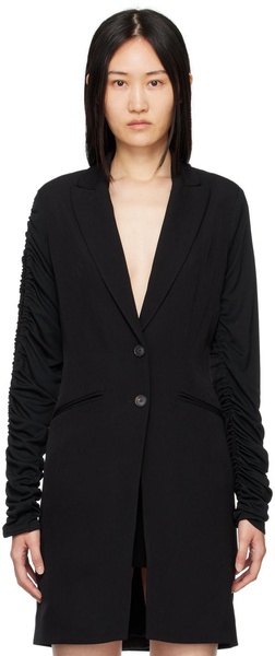 Black Ruched Sleeve Coat