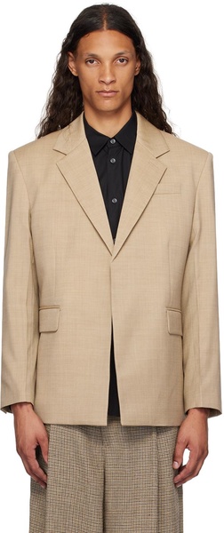 Tan Padded Shoulder Blazer