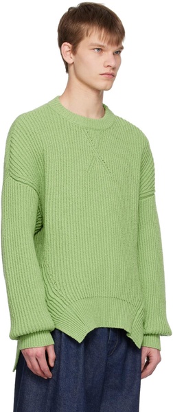 Jil Sander Man Mint Green Cotton And Wool Sweater