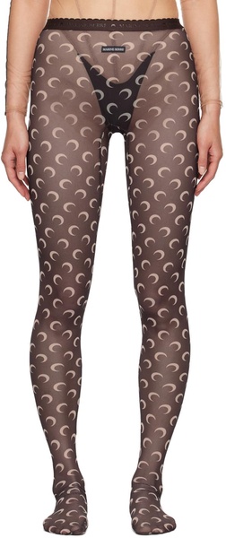 Brown Moon Printed Mesh Tights