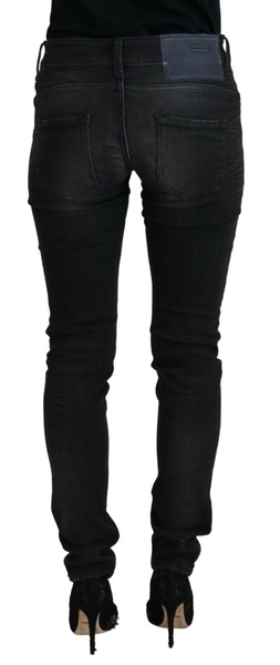 Black Cotton Low Waist Slim Fit Women Casual Denim Jeans