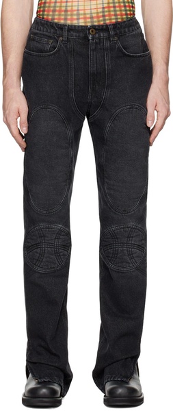 Black 'The Lace-Up Denim' Jeans