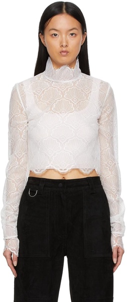 White Lace Cropped Turtleneck