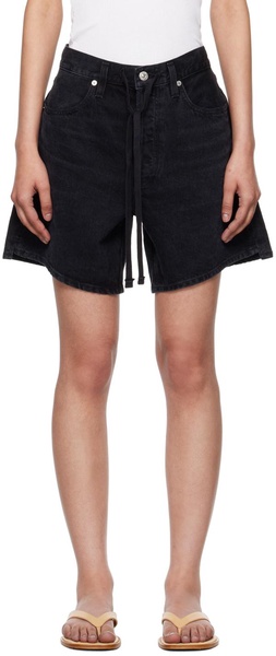 Black Brynn Drawstring Denim Shorts