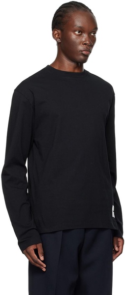 Three-Pack Black Relaxed-Fit Long Sleeve T-Shirt