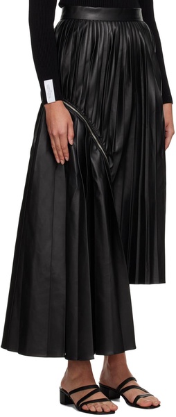 Black Pleated Midi Skirt