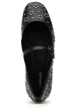 Blair Ballet Mary Jane Flat Black Leather/Studs