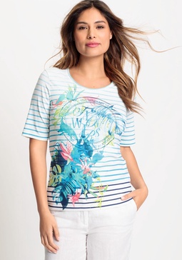 Women's Cotton Blend Short Sleeve Multi Print Statement Tee